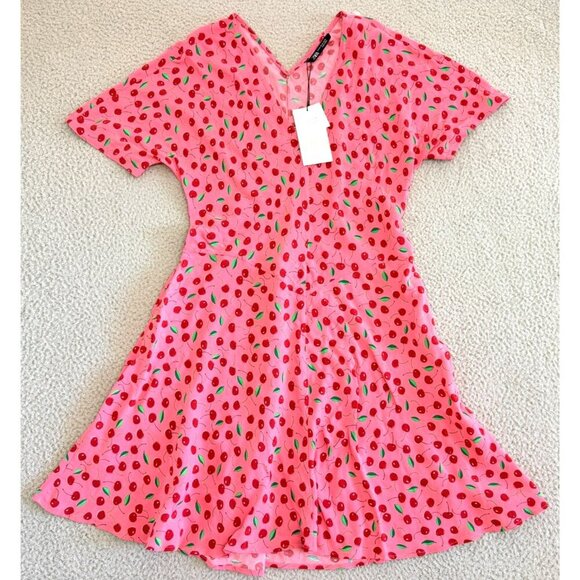 Zara Dresses & Skirts - Zara Pink Cherry Dress Cherries All Over Print Retro Pinup